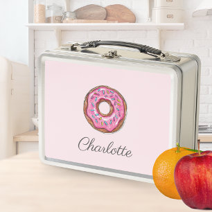 Doughnut Sweet Girl Sprinkles Personalised Name Metal Lunch Box