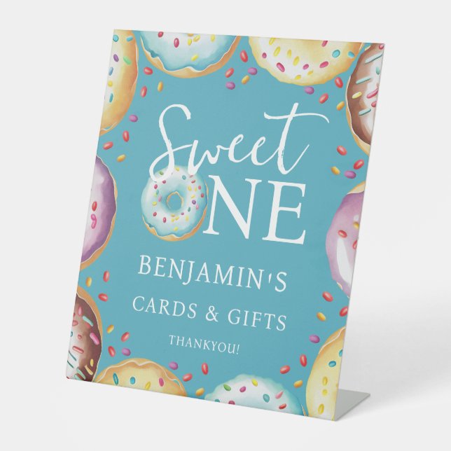 Doughnut Sweet One 1st Birthday Gifts and Cards  Pedestal Sign (Front)