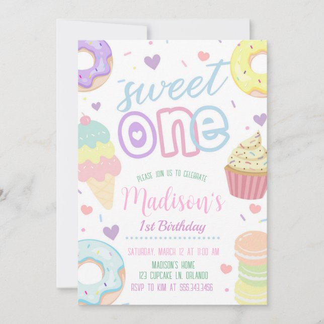 Doughnut Sweet One 1st Birthday Invitation (Front)