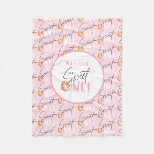 Doughnut sweet one 1st birthday party attire fleece blanket