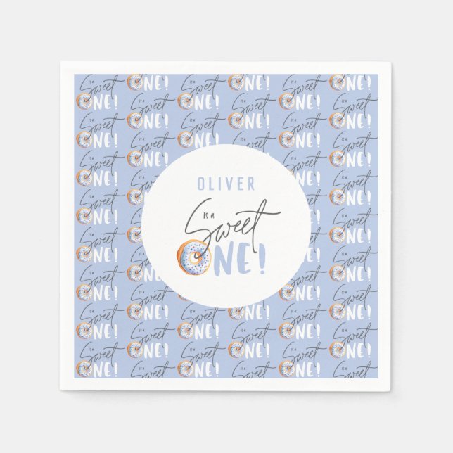 Doughnut sweet one 1st birthday party attire  napkin (Front)