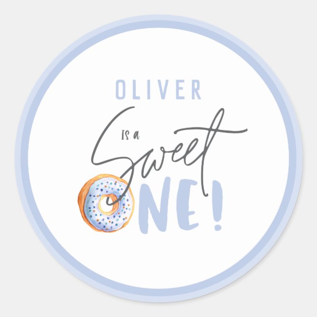 Doughnut sweet one 1st birthday party favour classic round sticker (Front)