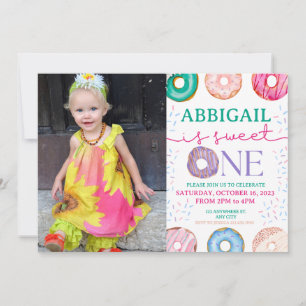 Doughnut Sweet One 1st Birthday Party Invitation