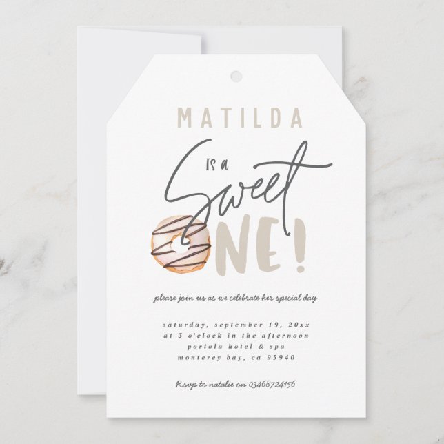 Doughnut sweet one 1st birthday party invitation (Front)