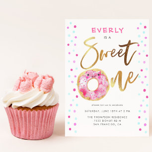 Doughnut Sweet One 1st Birthday Party Invitation
