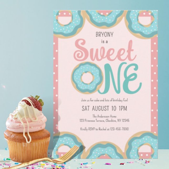 Doughnut Sweet One 1st Birthday Party  Invitation (Creator Uploaded)