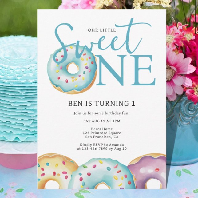 Doughnut Sweet One 1st Birthday Party Invitation (Creator Uploaded)