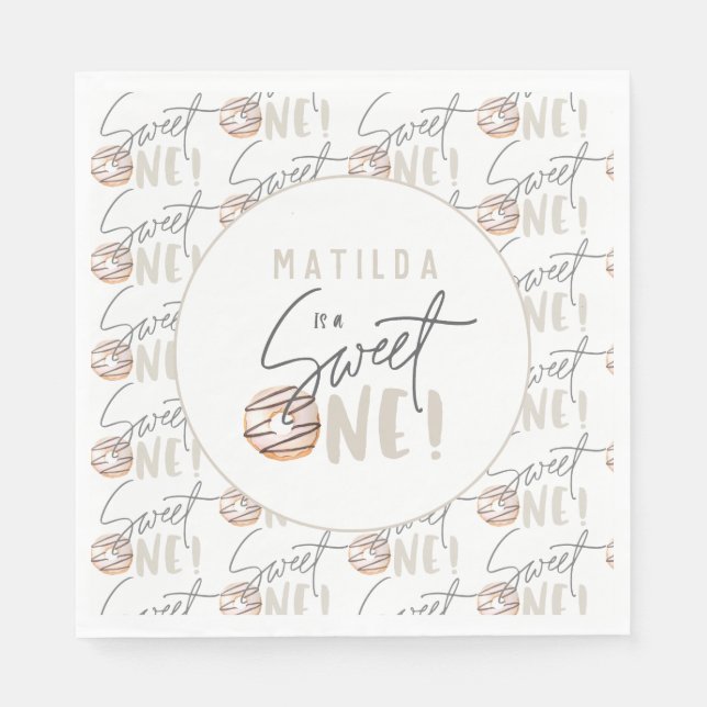 Doughnut sweet one 1st birthday party invitation napkin (Front)