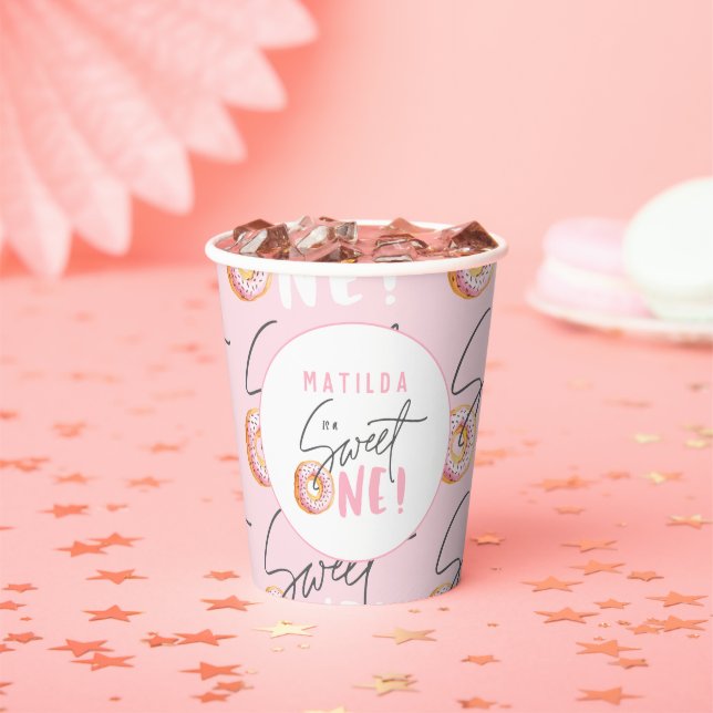 Doughnut sweet one 1st birthday party paper cups (Insitu)
