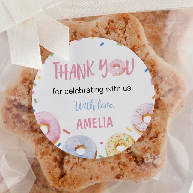 Doughnut Sweet One Birthday Classic Round Sticker (Creator Uploaded)