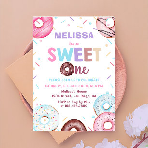Doughnut Sweet One Birthday Party Doughnut 1st Bir Invitation