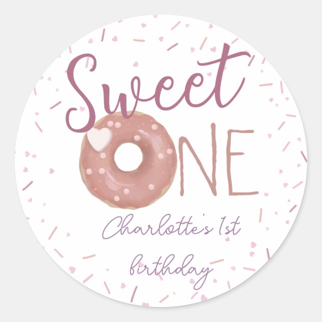 Doughnut Sweet One Birthday Sticker (Front)