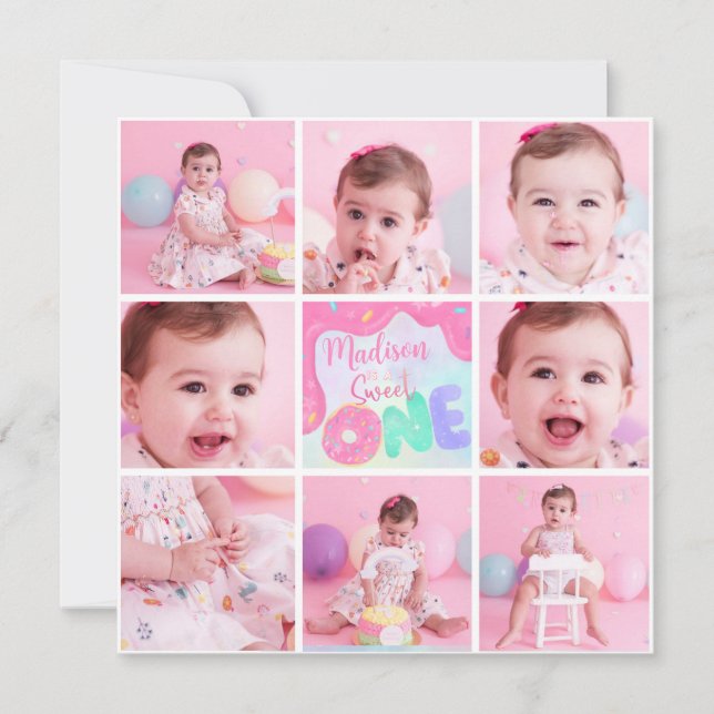 Doughnut Sweet One Invitation (Front)
