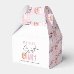 Doughnut sweet one pink 1st birthday party favour box