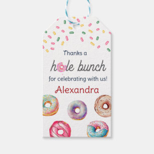 Doughnut sweet one pink 1st birthday party gift tags