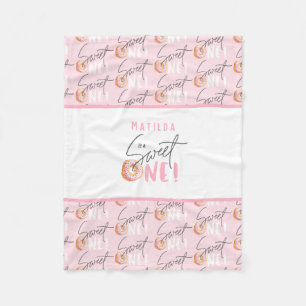 Doughnut sweet one pink girly modern script fleece blanket