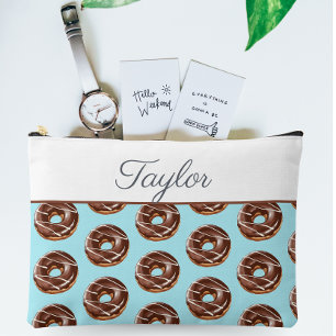 Doughnut Sweet Sprinkles Pattern Custom Name Accessory Pouch