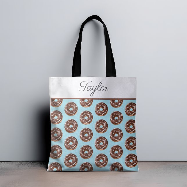Doughnut Sweet Sprinkles Pattern Custom Name Tote Bag (Creator Uploaded)