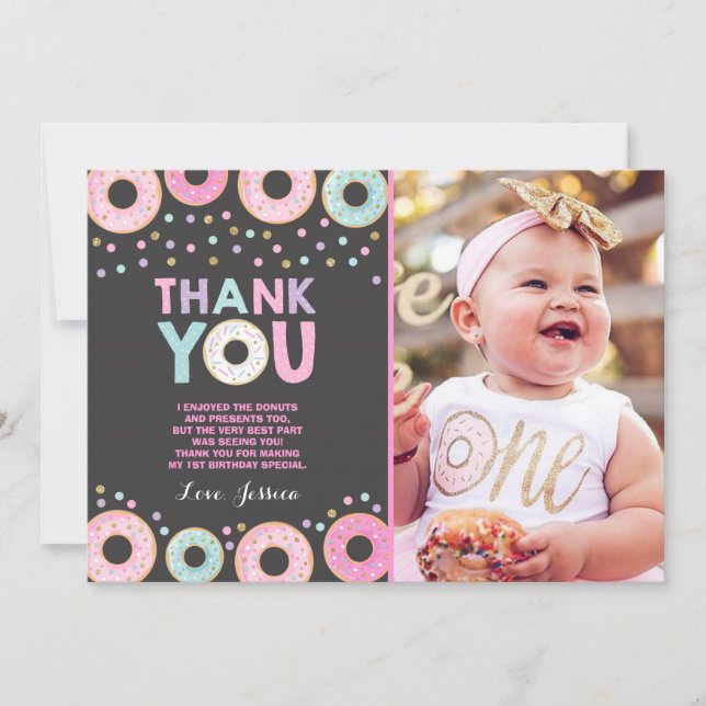 Doughnut Thank You Card Doughnut Grow Up Party Pin (Front)