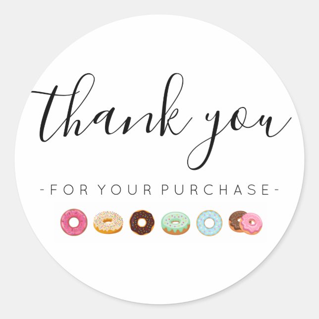 Doughnut Thank You for Your Purchase Classic Round Sticker (Front)