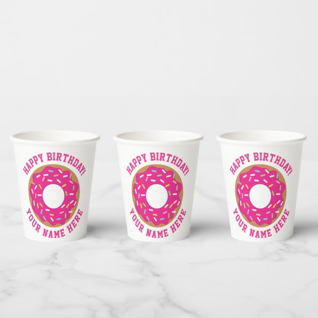 Doughnut theme Birthday party custom paper cups (Multi)