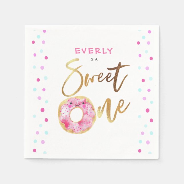 Doughnut Theme Sweet One Birthday Party  Napkin (Front)