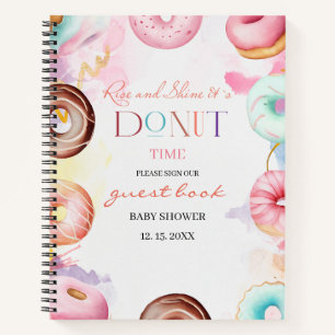 Doughnut Time Watercolor guest book baby shower
