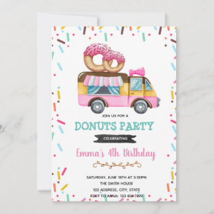 Doughnut truck birthday invitation