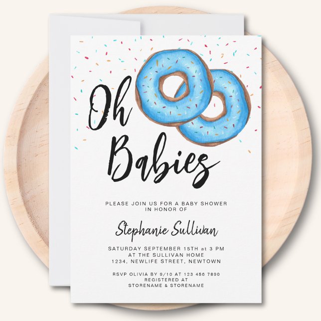 Doughnut Twin Boys Baby Shower Invitation (Creator Uploaded)