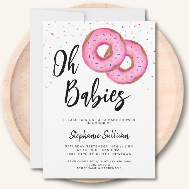 Doughnut Twin Girls Baby Shower Invitation (Creator Uploaded)