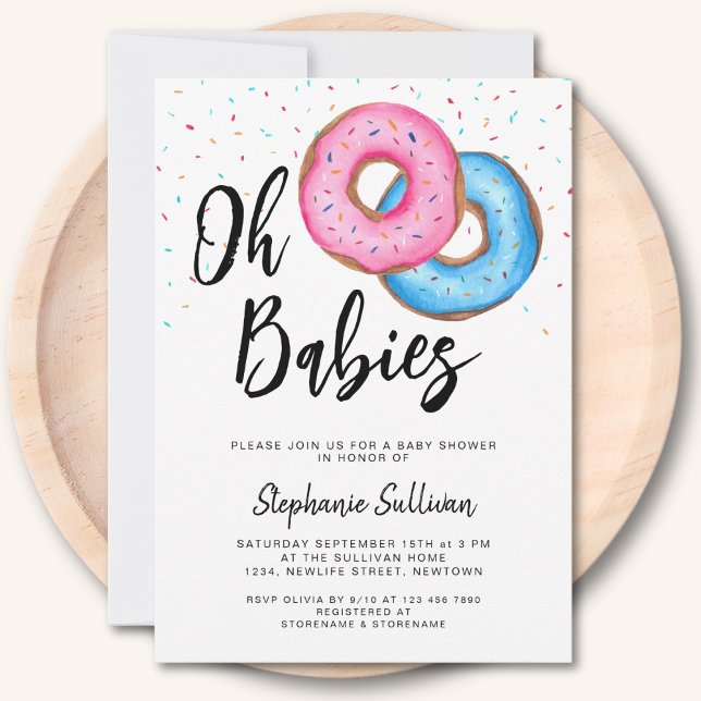 Doughnut Twins Baby Shower  Invitation (Creator Uploaded)