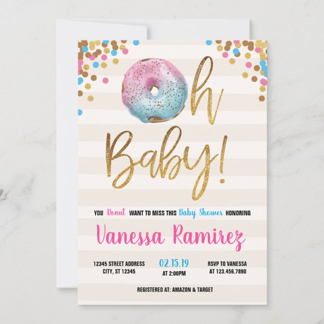 Doughnut Twins Neutral baby Shower Invitation (Front)