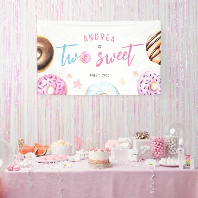 Doughnut Two Sweet 2nd Birthday Banner (Party)