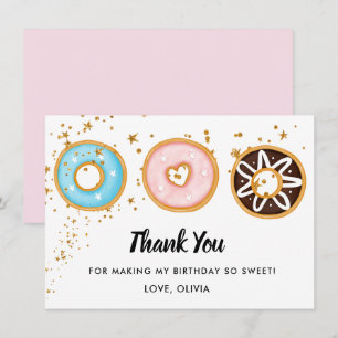 Doughnut Two Sweet 2nd Birthday Flat Thank You Car Card