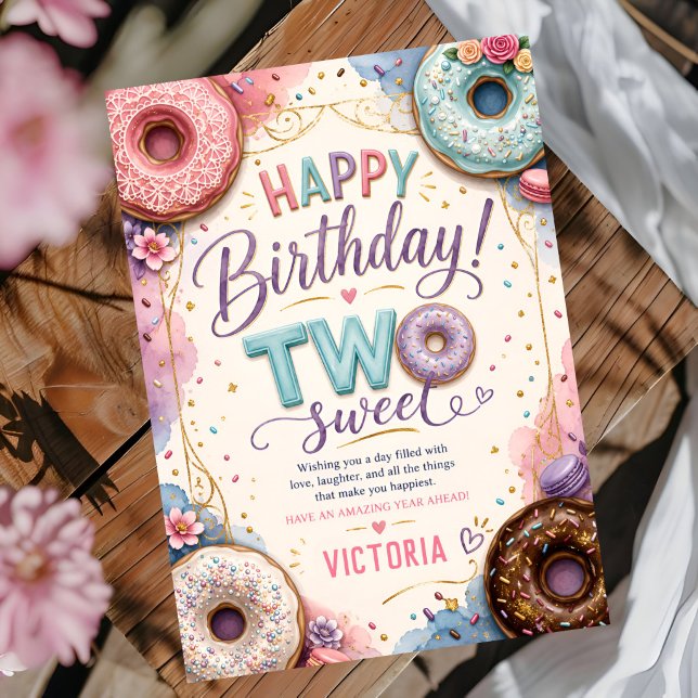Doughnut Two Sweet Birthday Card (Creator Uploaded)