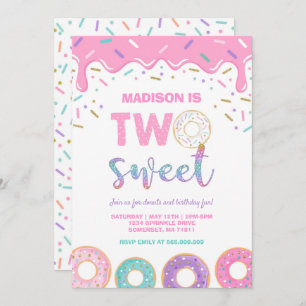 Doughnut Two Sweet Birthday Invite Doughnut Party 