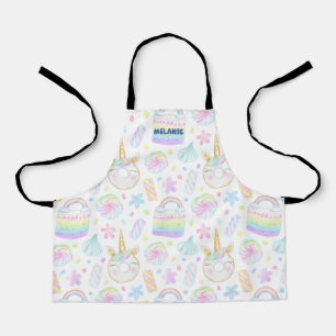 doughnut unicorn pastel party monogram apron