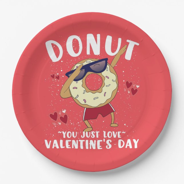 Doughnut Valentines Day Paper Plate (Front)