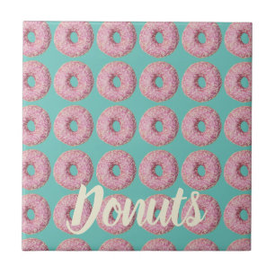 Doughnut Vegan Pattern for Vegetarian Sweet Tooth Ceramic Tile