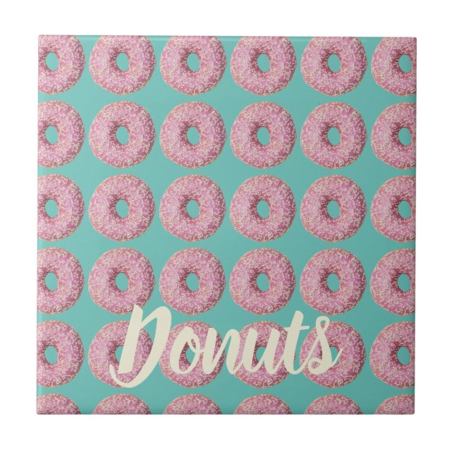 Doughnut Vegan Pattern for Vegetarian Sweet Tooth Ceramic Tile (Front)