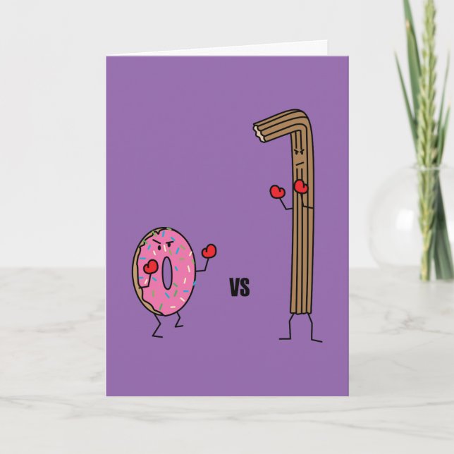 Doughnut versus Churro dessert fried dough sugar Thank You Card (Front)