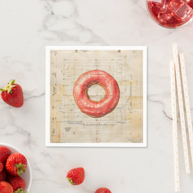 Doughnut Vintage Blueprint Napkin (Insitu)