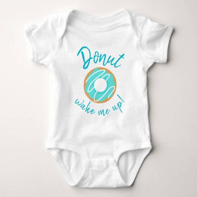Doughnut Wake Me Up Blue With Drizzle Baby Bodysuit (Front)