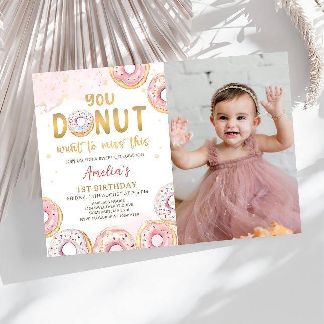 Doughnut Want To Miss This Pink Doughnut Birthday  Invitation (Creator Uploaded)