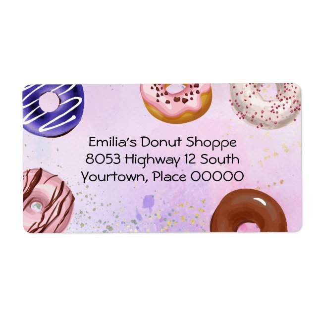 Doughnut Watercolor Address Label (Front)