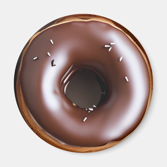 Doughnut with Chocolate Frosting and White Sprinkl Magnet (Front)