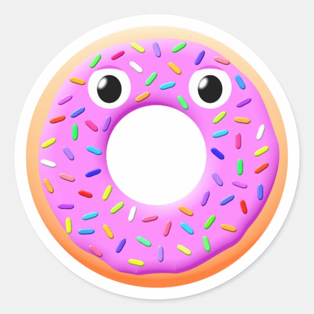 Doughnut With Eyes And Sprinkles Drawing Classic Round Sticker (Front)