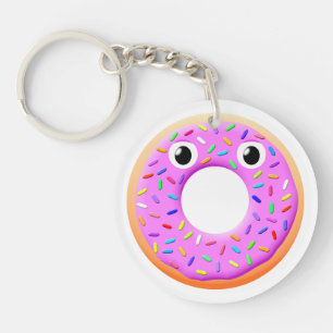 Doughnut With Eyes And Sprinkles Drawing Key Ring