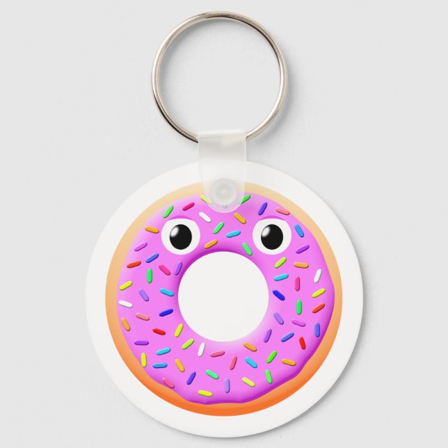 Doughnut With Eyes And Sprinkles Drawing Key Ring (Front)
