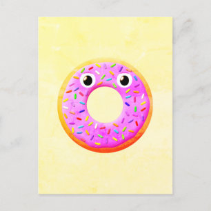 Doughnut With Eyes And Sprinkles Drawing Postcard
